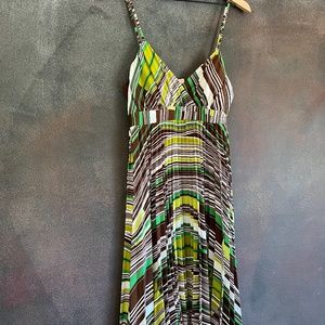 Stripped Art Deco Midi Cocktail Dress